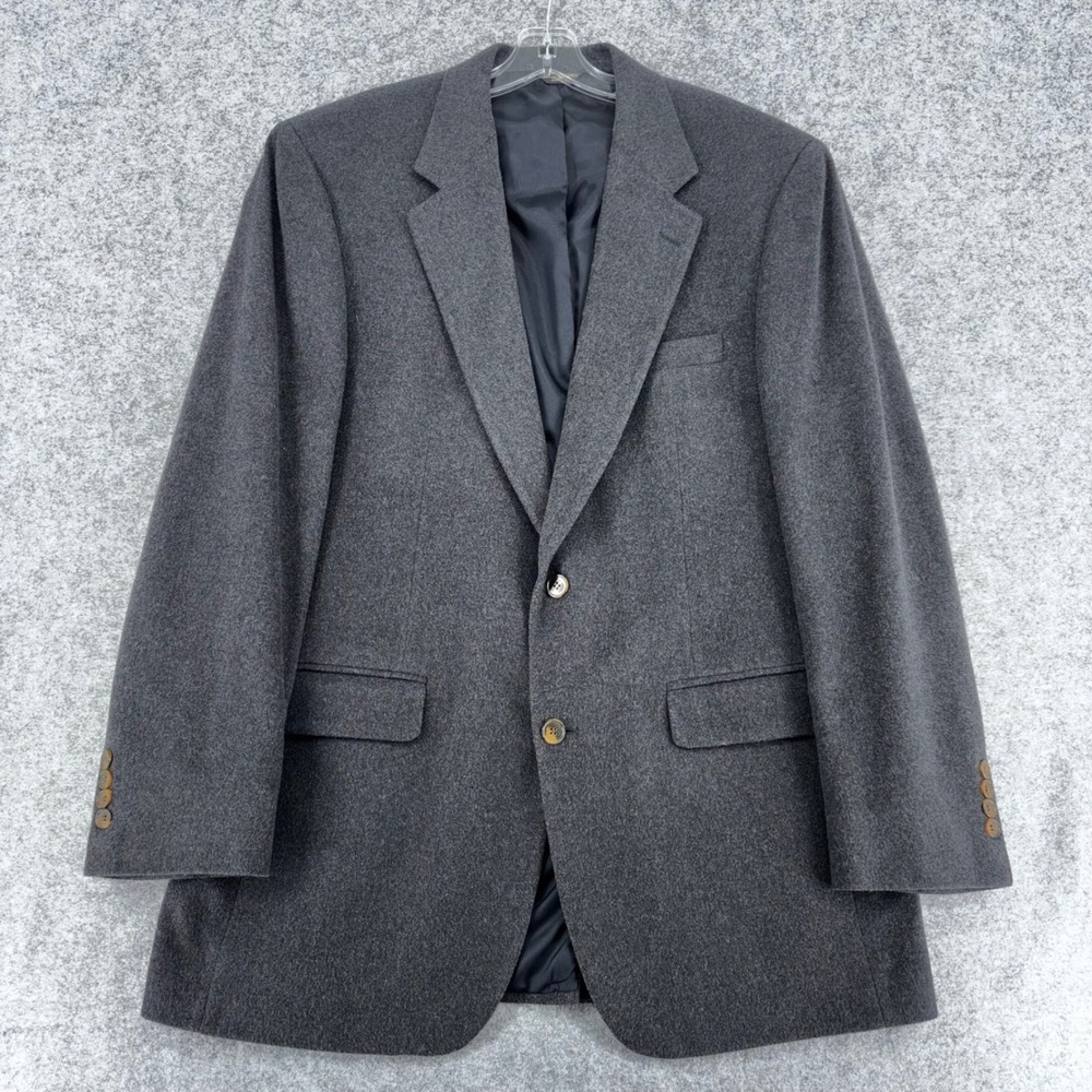 Lord & Taylor 100% Cashmere Blazer Charcoal Gray Men 42 Long Sport Coat USA Made